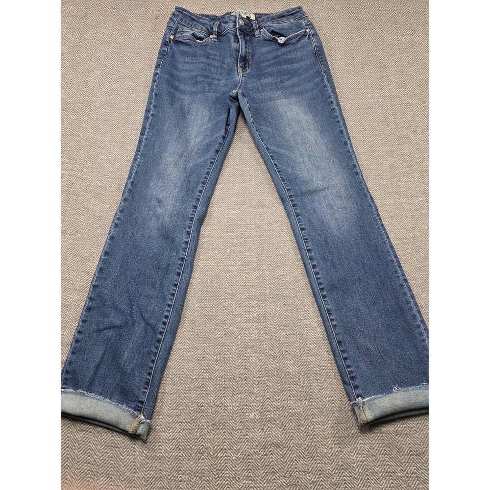 ROCKIN G Womens Jeans Size 28 Blue‎ Medium Wash Denim Cuffed Straight Leg